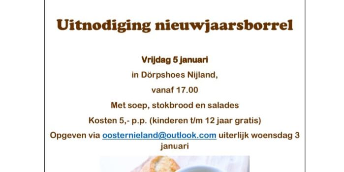 Nieuwjaarsborrel 5 januari